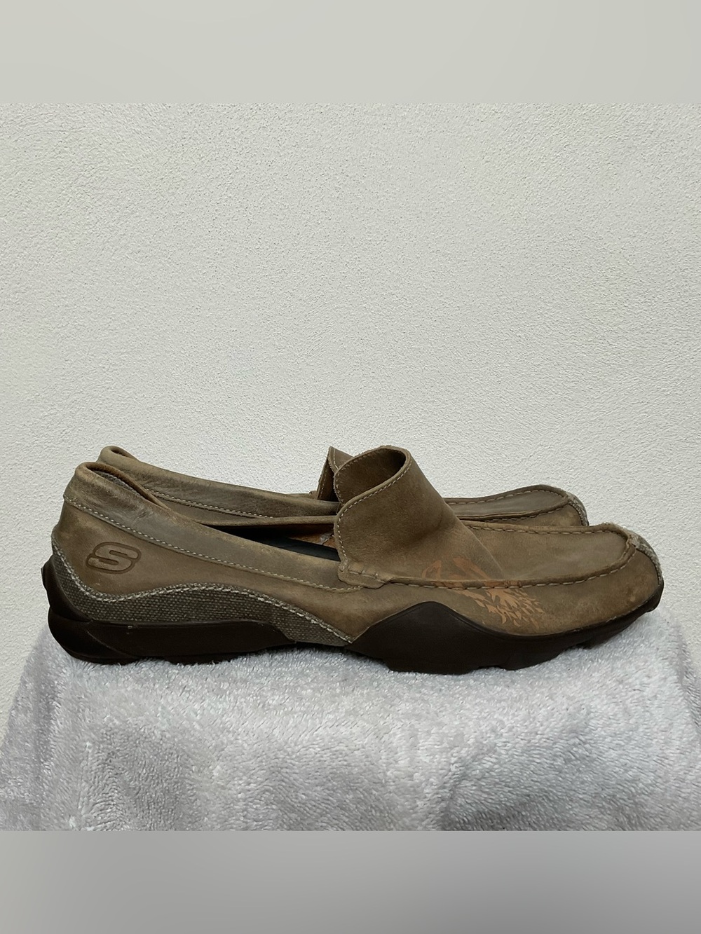 Skechers Light Brown Leather Slip On Driving Loafer Size 10.5 Men's Casual